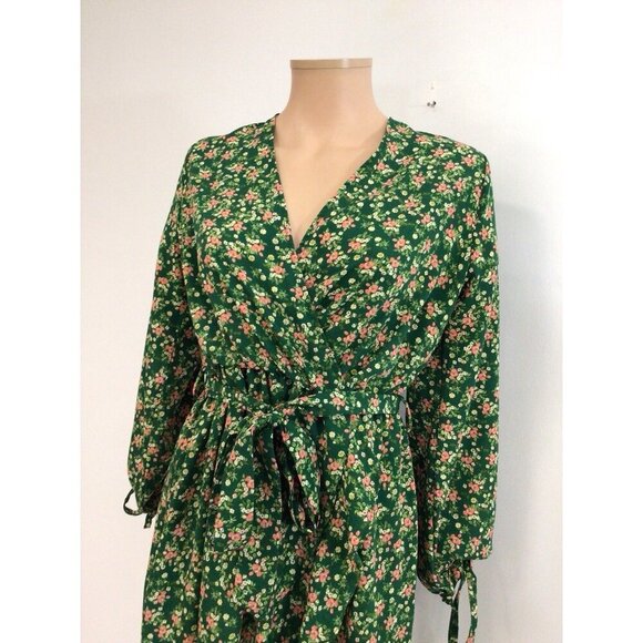 Boho Floral Green Dress Womens Large - Picture 2 of 8